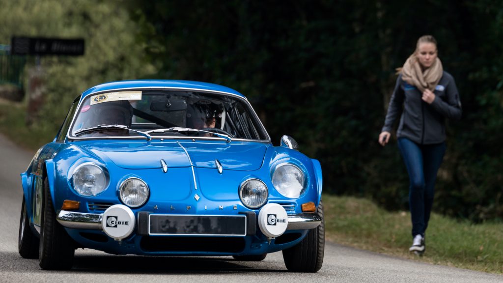 Alpine A110 in the woods